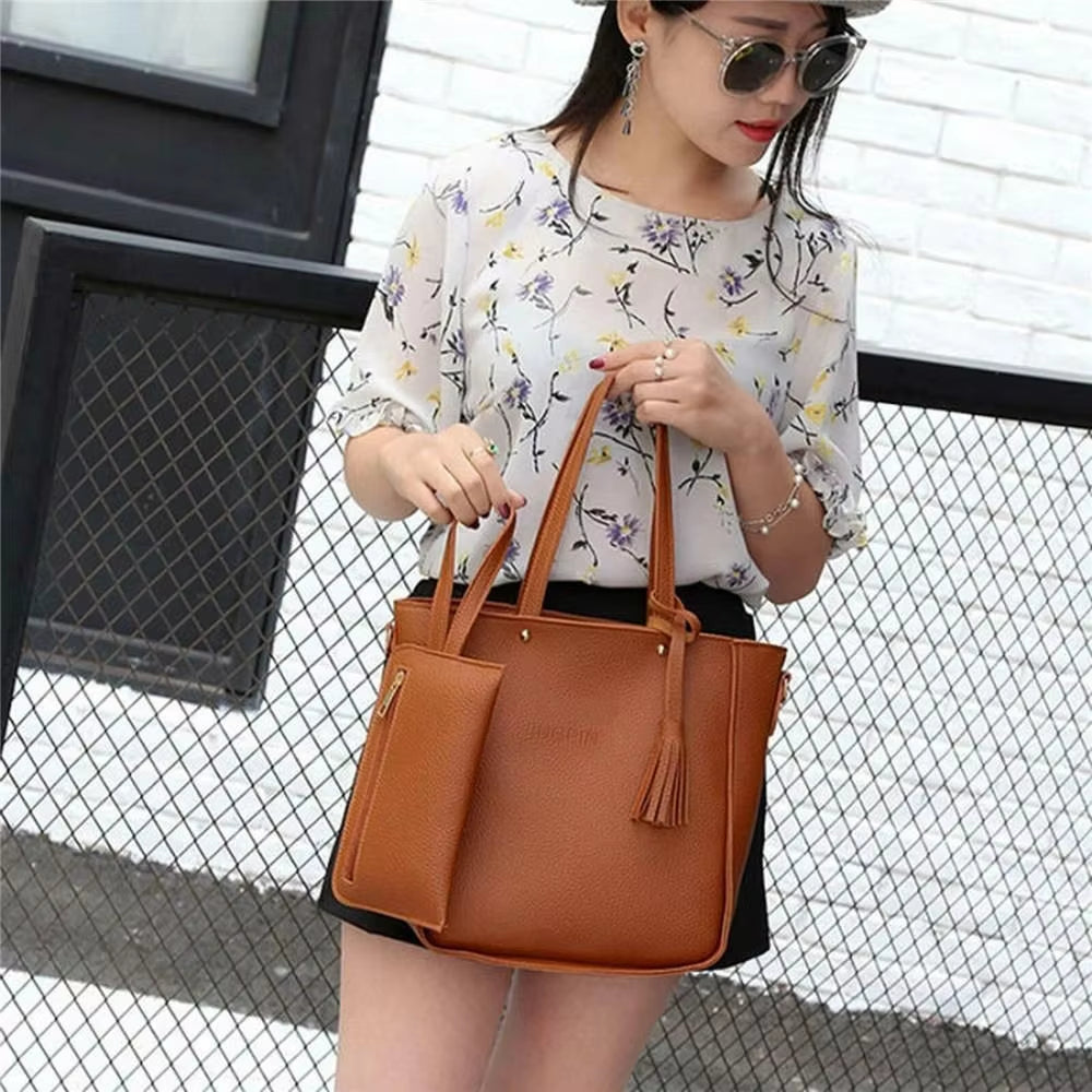 4Pcs/Set Leather Crossbody Bags Women Bag Set Pattern Portable Fashion Shoulder Bags Purse Ladies PU Crossbody Bag