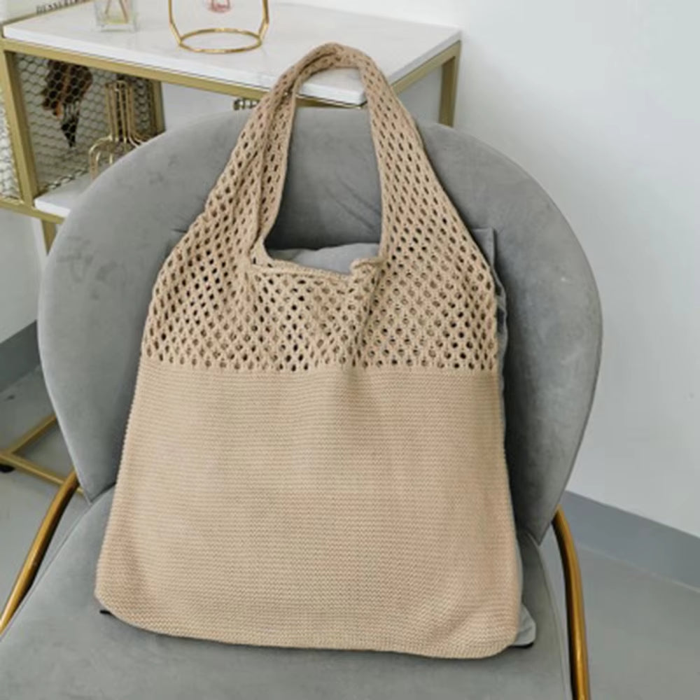 New Retro Hollow Knitting Handbag Shoulder Bag Knitted Bag Wool Bag Wild Storage Bag Women Totes Bag