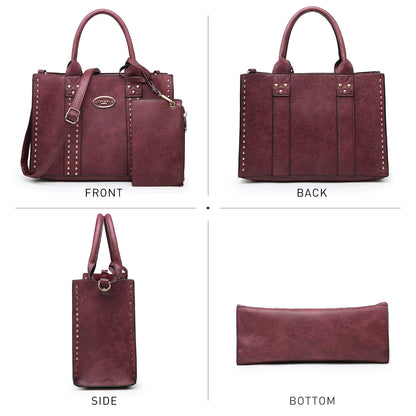 Three-piece handbag (briefcase, wallet and handbag)