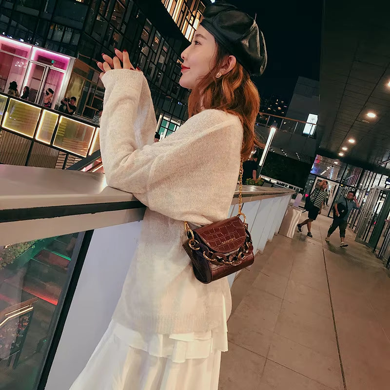 Mini Bag Women Bag 2021 New Simple and Versatile Small Bag Crossbody Bag Chain Wing Bag Tide Leather