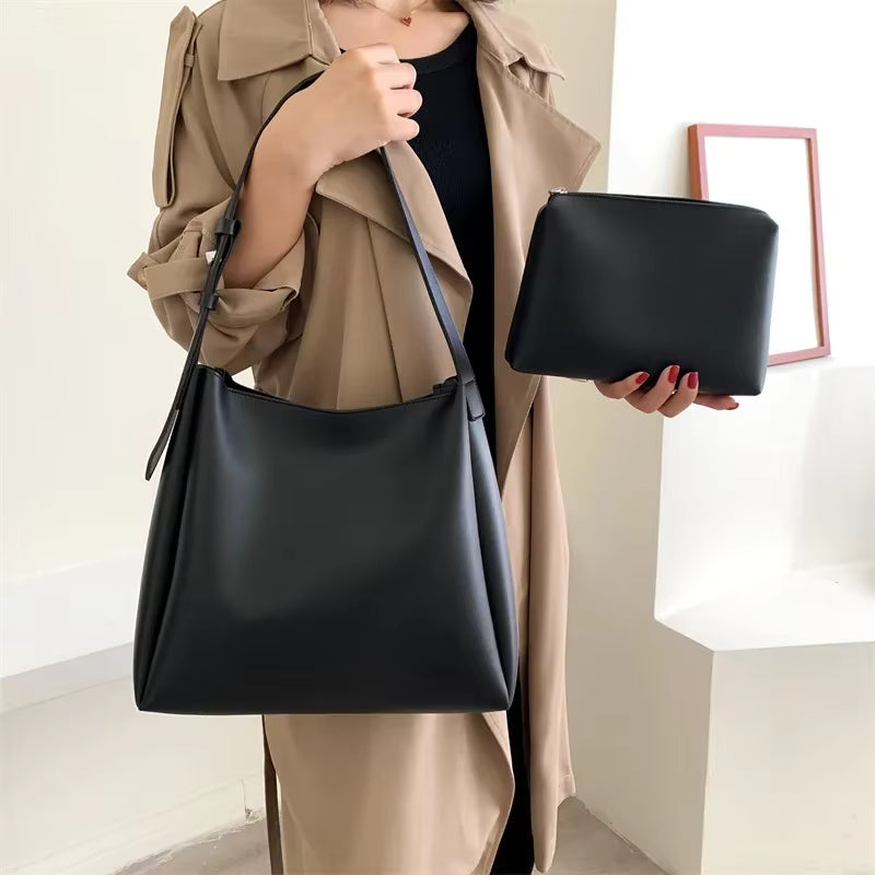 Fashion Leather Tote Bag for Women 2024 Trends Female Simple Large High Capacity Shoulder Side Bag Handbags and Purses Women Bag