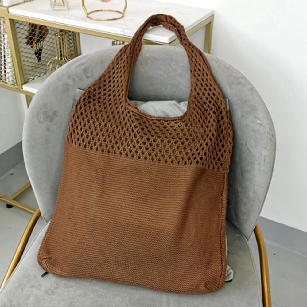 New Retro Hollow Knitting Handbag Shoulder Bag Knitted Bag Wool Bag Wild Storage Bag Women Totes Bag