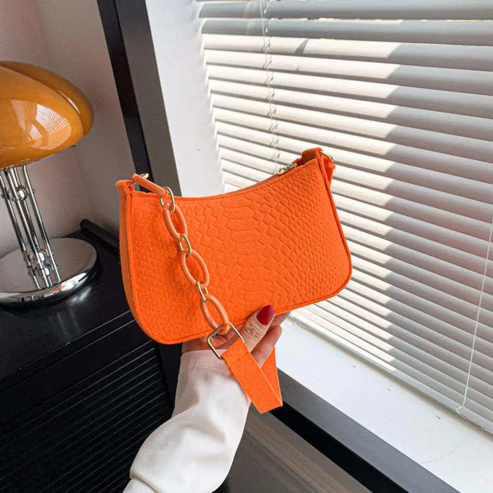 Fashion Felt Cloth Pattern Shoulder Bags for Women Small Handle Underarm Bag Clutch Luxury Solid Color Female Handbag with Purse