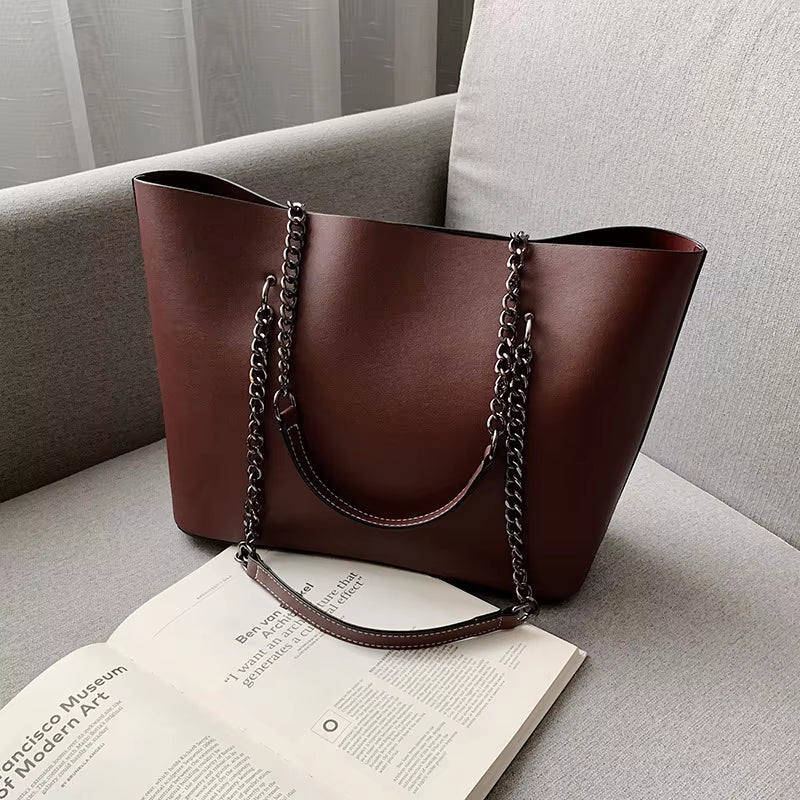 Luxury Designer PU Leather Shoulder Bags for Women Chain Large Capacity Handbags Travel Hand Bag Female Big Tote Bags Bolso