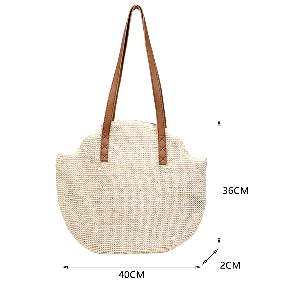 2024 Summer round Straw Bags Women Boho Rattan Underarm Shoulder Bag Handmade Woven Beach Handbags Large Capacity Travel Totes