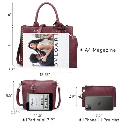 Three-piece handbag (briefcase, wallet and handbag)