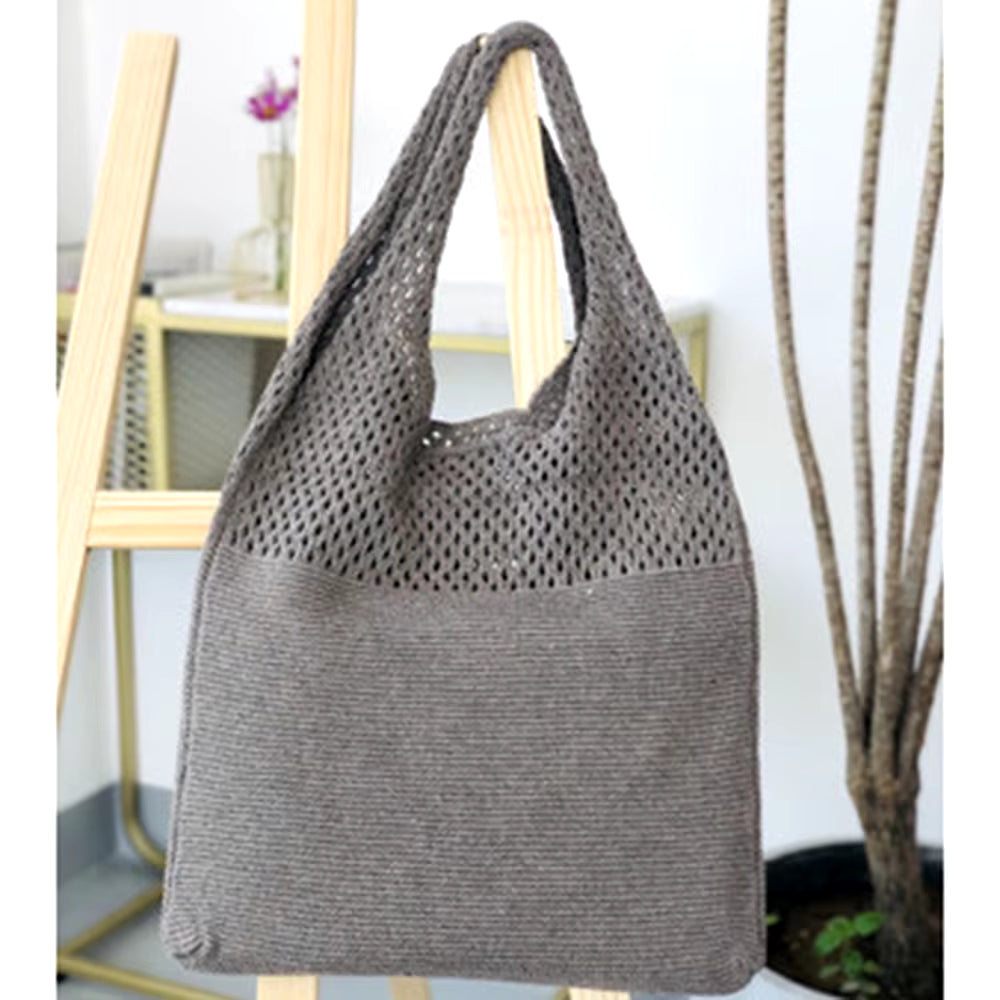 New Retro Hollow Knitting Handbag Shoulder Bag Knitted Bag Wool Bag Wild Storage Bag Women Totes Bag