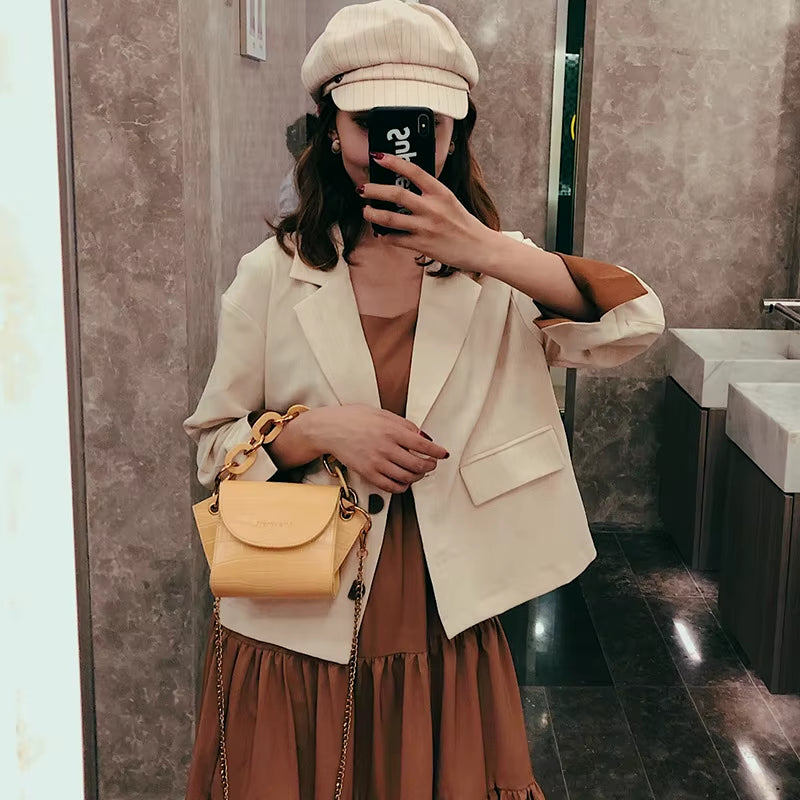 Mini Bag Women Bag 2021 New Simple and Versatile Small Bag Crossbody Bag Chain Wing Bag Tide Leather