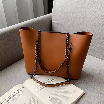 Luxury Designer PU Leather Shoulder Bags for Women Chain Large Capacity Handbags Travel Hand Bag Female Big Tote Bags Bolso