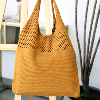 New Retro Hollow Knitting Handbag Shoulder Bag Knitted Bag Wool Bag Wild Storage Bag Women Totes Bag