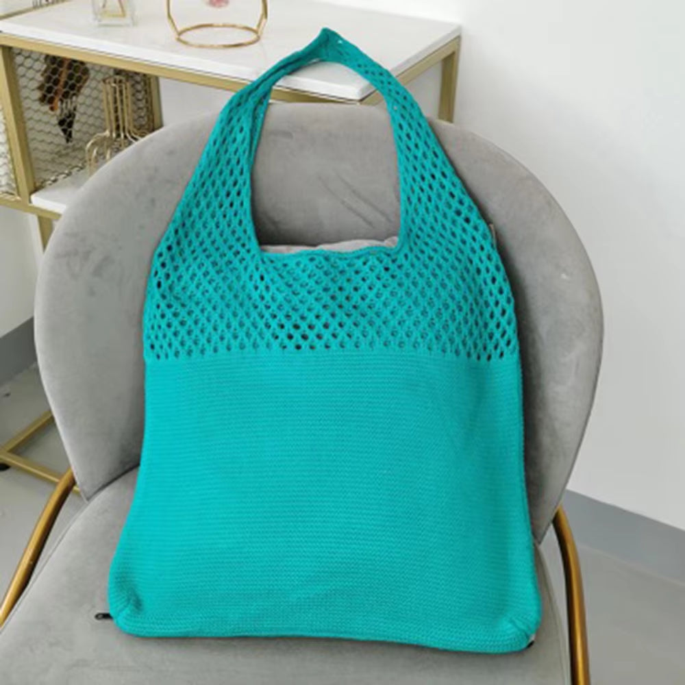 New Retro Hollow Knitting Handbag Shoulder Bag Knitted Bag Wool Bag Wild Storage Bag Women Totes Bag