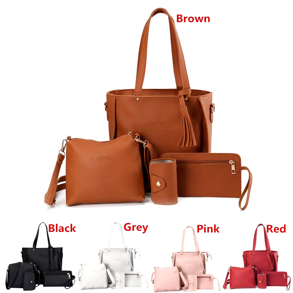 4Pcs/Set Leather Crossbody Bags Women Bag Set Pattern Portable Fashion Shoulder Bags Purse Ladies PU Crossbody Bag