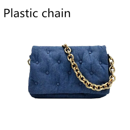 NEW Solid Color Metal Chain PU Leather Crossbody Bags 2021 Designer Crossbody Bag Lady Shoulder Messenger Bag Purse Bolso Mujer