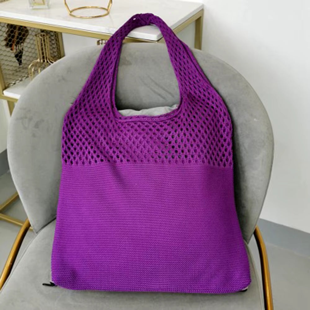 New Retro Hollow Knitting Handbag Shoulder Bag Knitted Bag Wool Bag Wild Storage Bag Women Totes Bag