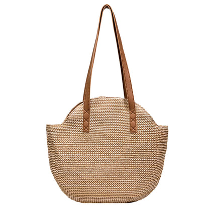 2024 Summer round Straw Bags Women Boho Rattan Underarm Shoulder Bag Handmade Woven Beach Handbags Large Capacity Travel Totes