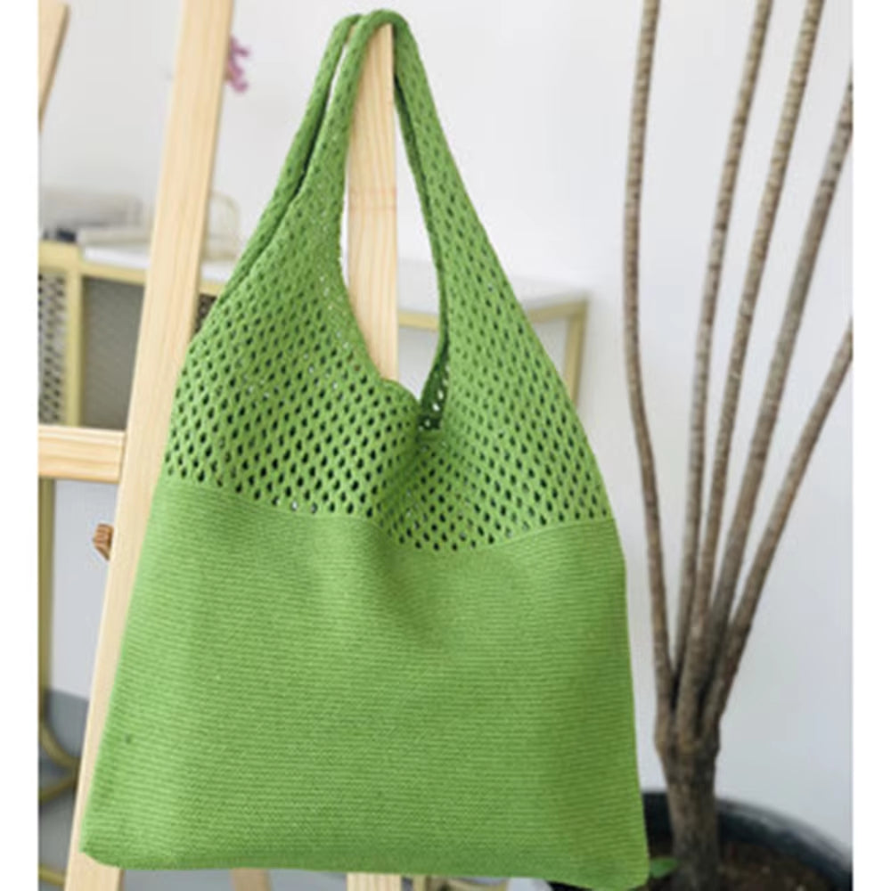 New Retro Hollow Knitting Handbag Shoulder Bag Knitted Bag Wool Bag Wild Storage Bag Women Totes Bag