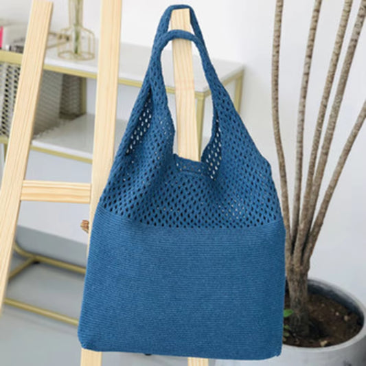 New Retro Hollow Knitting Handbag Shoulder Bag Knitted Bag Wool Bag Wild Storage Bag Women Totes Bag